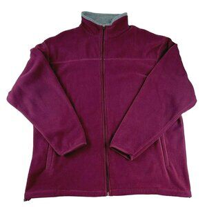 Ivy Crew Mens Fleece Jacket Full- Zip Hooded Burgundy Gray Size Large  JH1474
